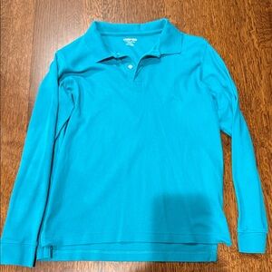 Lands' End Teal Long Sleeve Polo